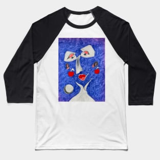 Blue face with cherries Baseball T-Shirt